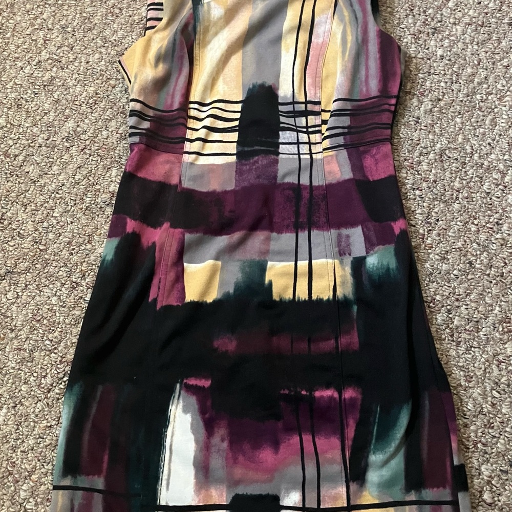 Calvin Klein Sheath Dress Womens Watercolor Geometric Career Professional Office - Picture 3 of 15